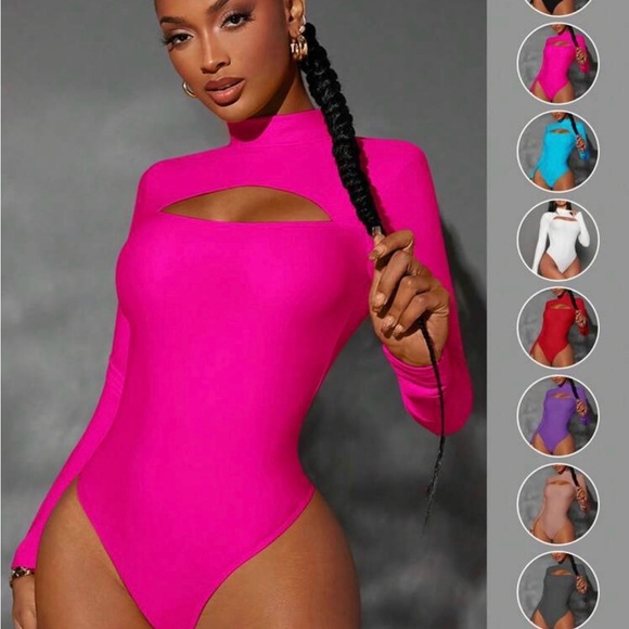 Tops - Vibrant Pink Long Sleeve Bodysuit